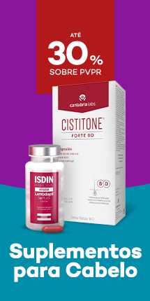 Suplementos para cabelo com destaque promocional de at&eacute; 30% sobre pre&ccedil;o de Venda ao P&uacute;blico Recomendado